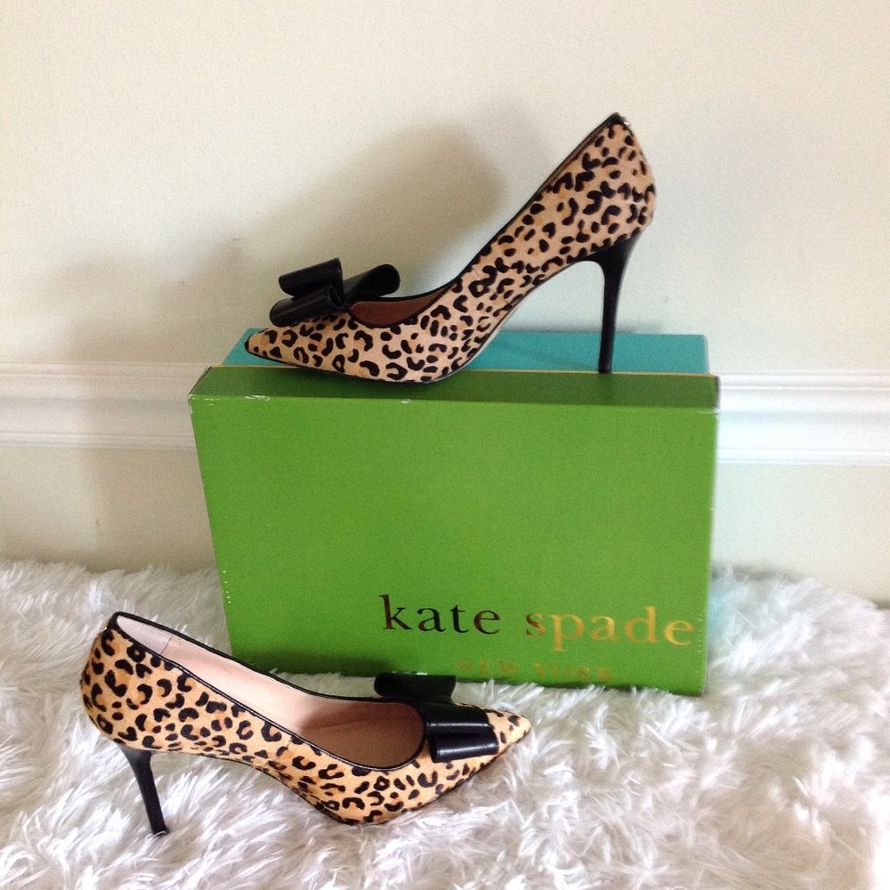 Kate Spade Vibo Leather Bow Pumps Animal Print Mob Wife Festive Holiday Wear